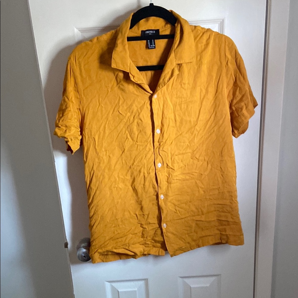 Forever 21 Mustard Casual Button Down Shirt